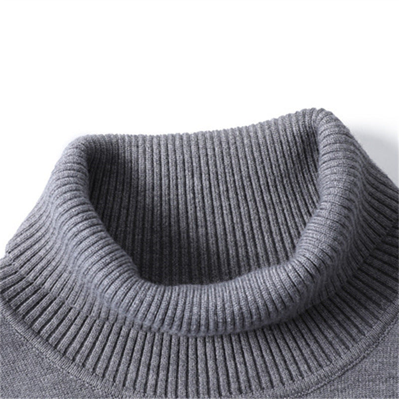 Pull Col Roulé Manches Longues Bords Côtelés Pour Homme