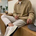 Homme Pull Zippé Texturé