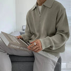 Pull Zippé Maille Matière Texturée Pour Homme