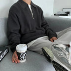 Homme Pull Zippé Texturé