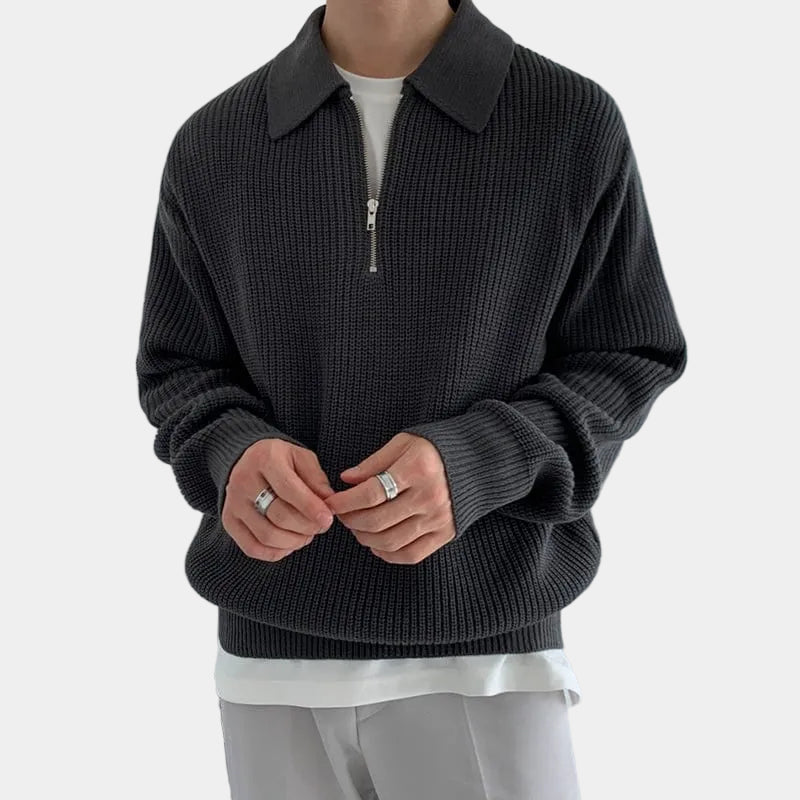 Homme Pull Demi-Zip Maille