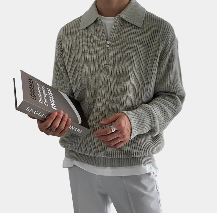 Homme Pull Demi-Zip Maille