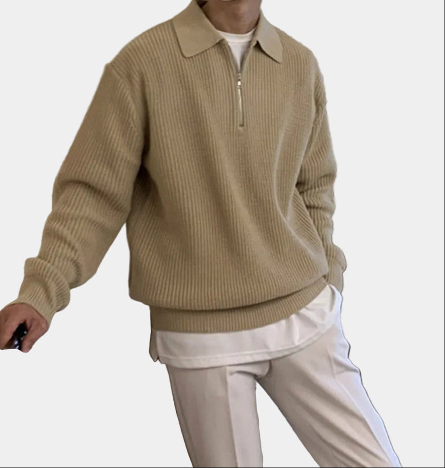 Homme Pull Demi-Zip Maille