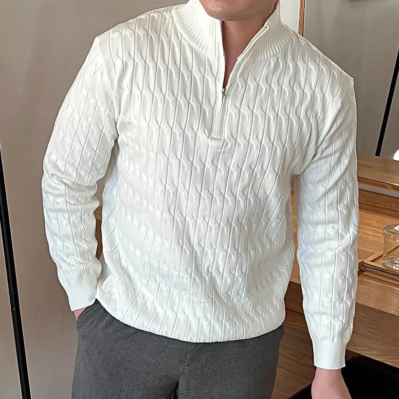 Pull Demi-Zip Col Montant Manches Longues Pour Homme