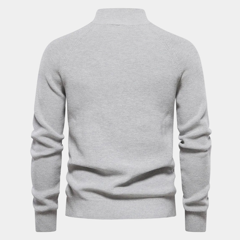 Pull Col Montant Demi-Zip Manches Longues Pour Homme