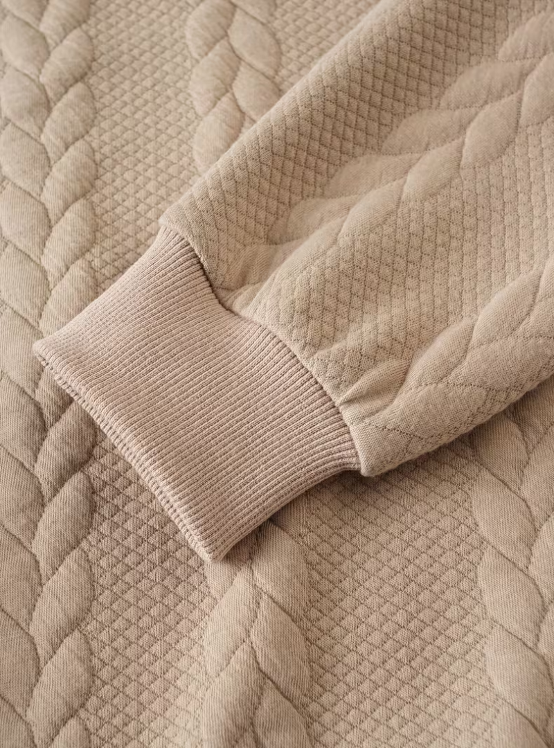 Pull Zippé Maille Torsadée Col Montant Manches Longues Pour Homme