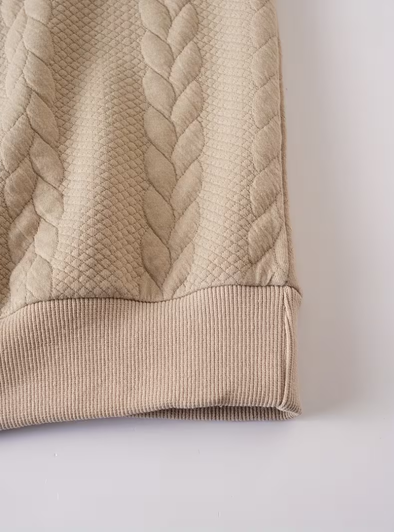 Pull Zippé Maille Torsadée Col Montant Manches Longues Pour Homme
