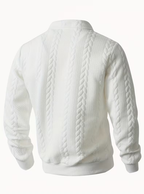 Pull Zippé Maille Torsadée Col Montant Manches Longues Pour Homme
