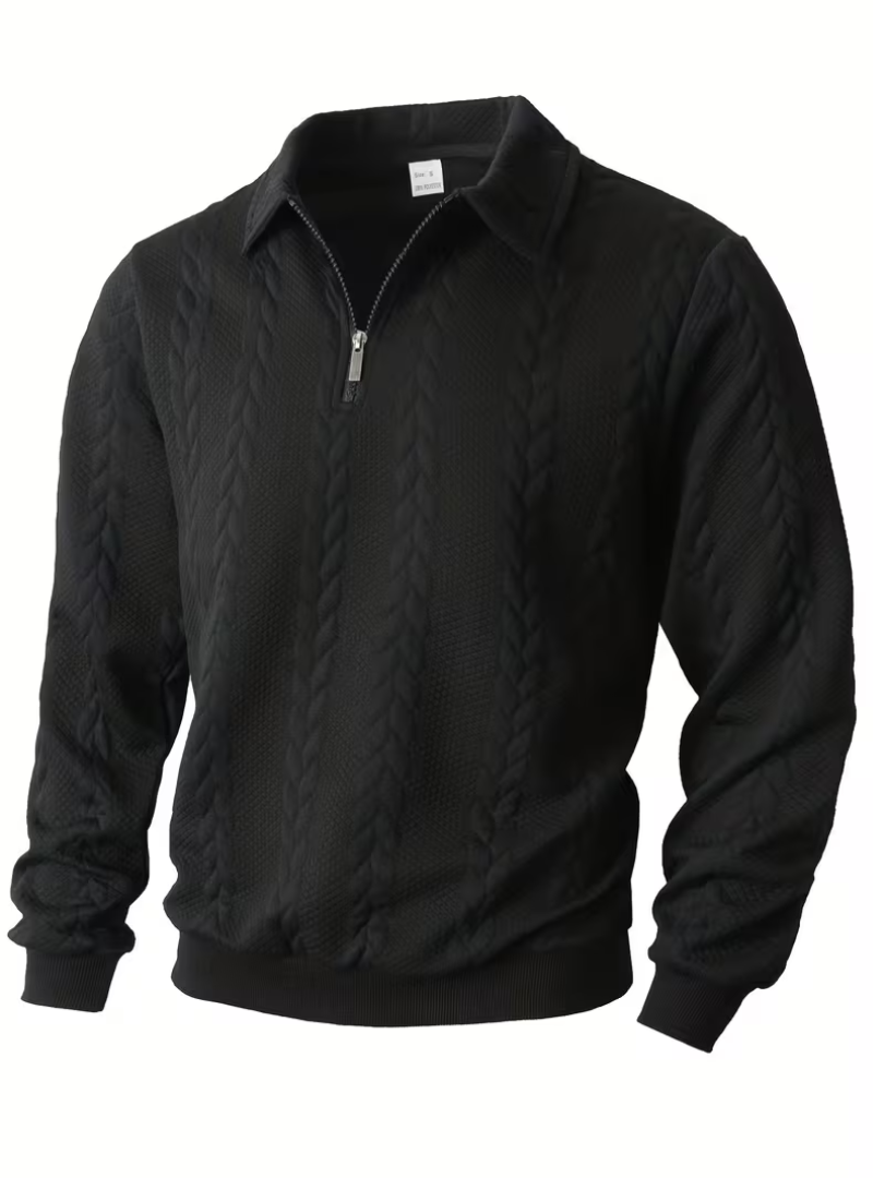 Homme Pull Zippé Torsadé