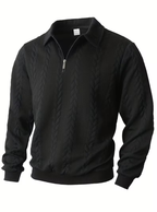 Homme Pull Zippé Torsadé