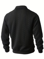 Pull Zippé Maille Torsadée Col Montant Manches Longues Pour Homme
