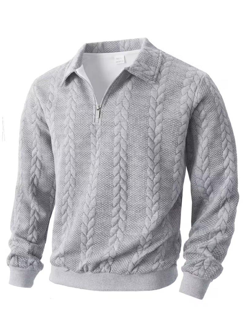 Homme Pull Zippé Torsadé