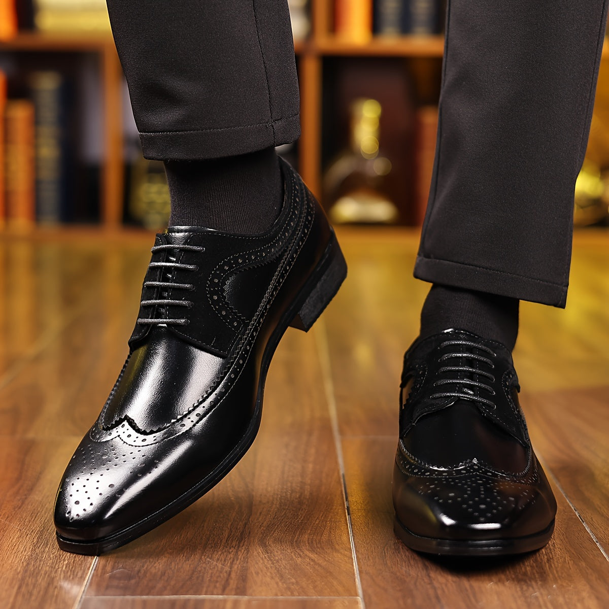 Richelieus Perforations Bout Allongé Pour Homme