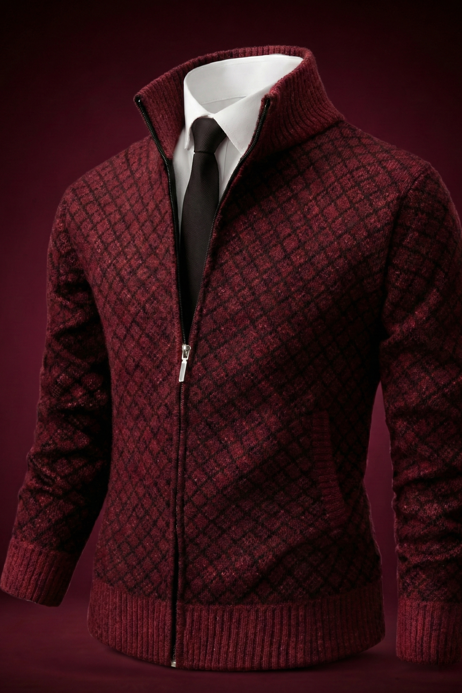 Homme Cardigan Zippé Texturé