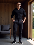 Pantalon Matière Stretch Coupe Ajustée Pour Homme