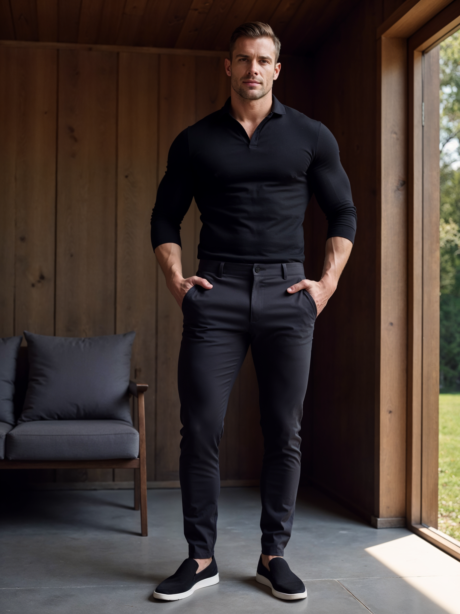 Pantalon Matière Stretch Coupe Ajustée Pour Homme
