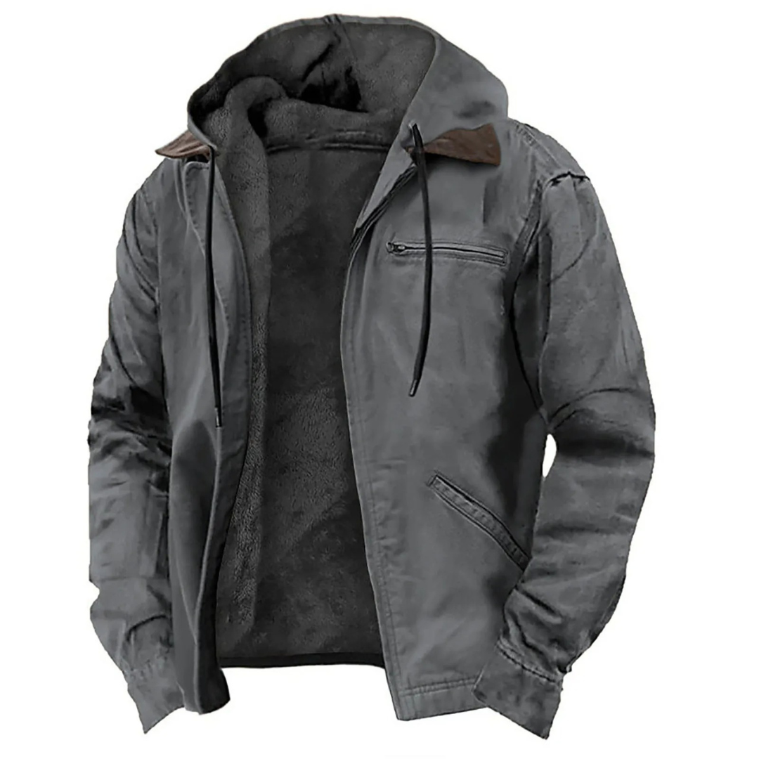 Veste À Capuche Doublée Zippée Manches Longues Pour Homme