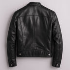 Veste Motard Effet Usé Aspect Cuir Col Montant Pour Homme