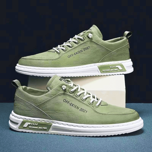 Baskets Aspect Cuir Pour Homme