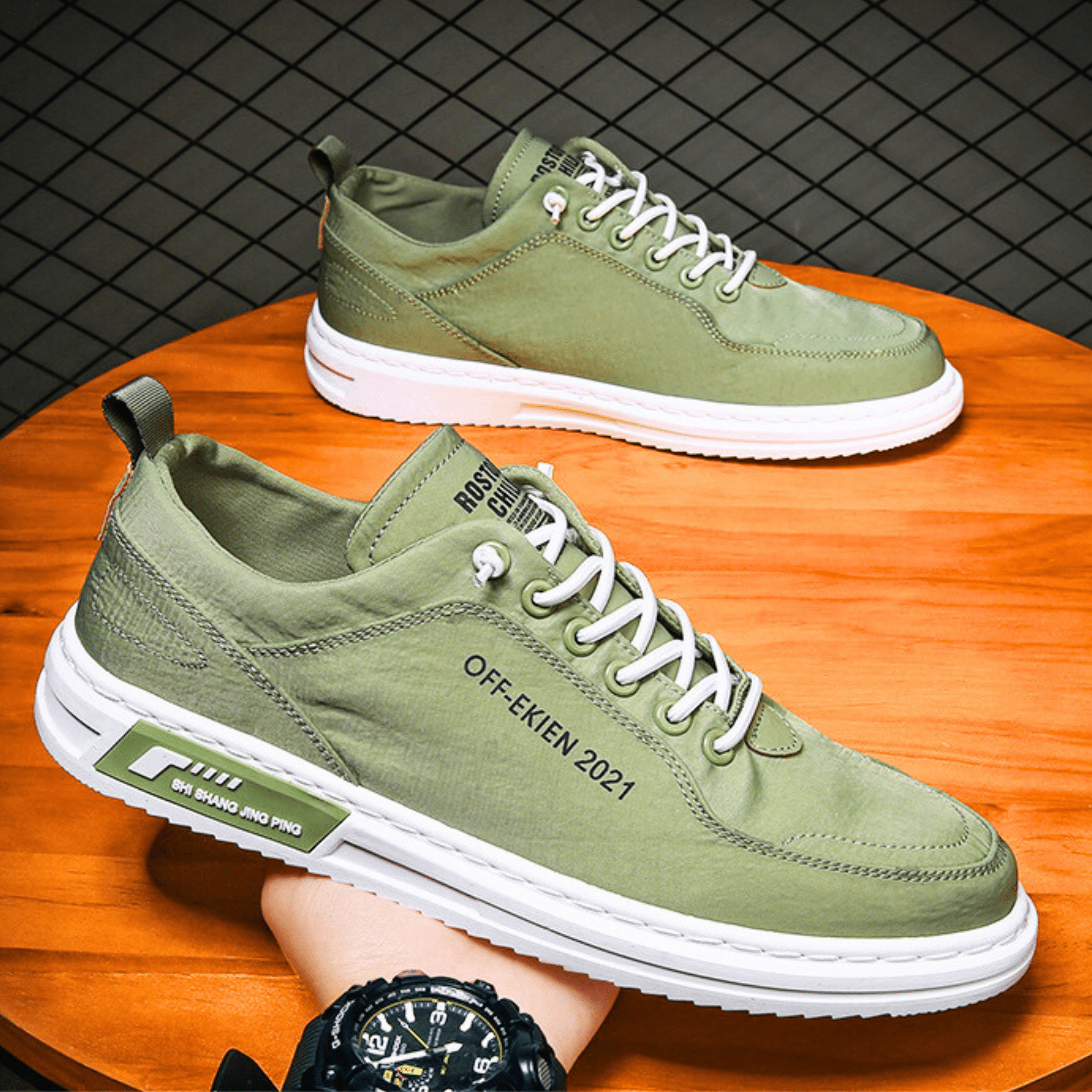 Baskets Aspect Cuir Pour Homme