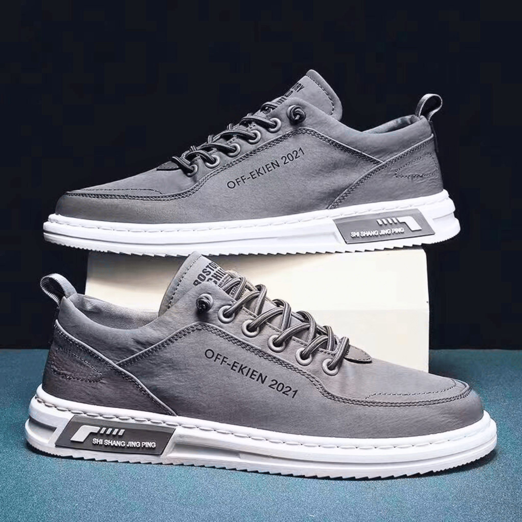 Baskets Aspect Cuir Pour Homme