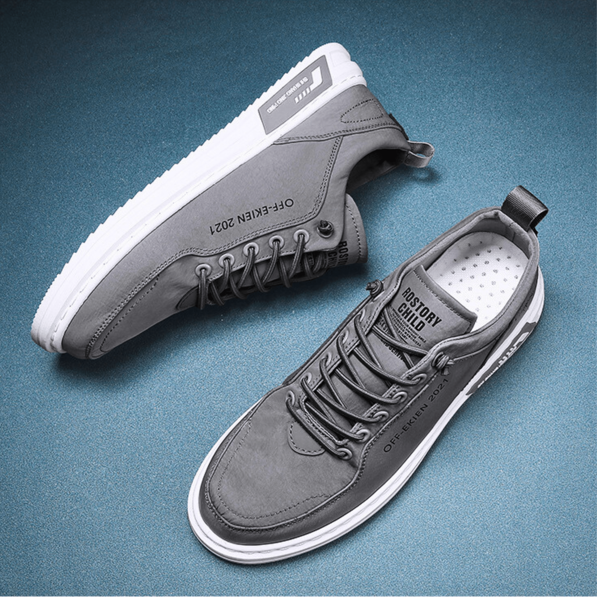 Baskets Aspect Cuir Pour Homme