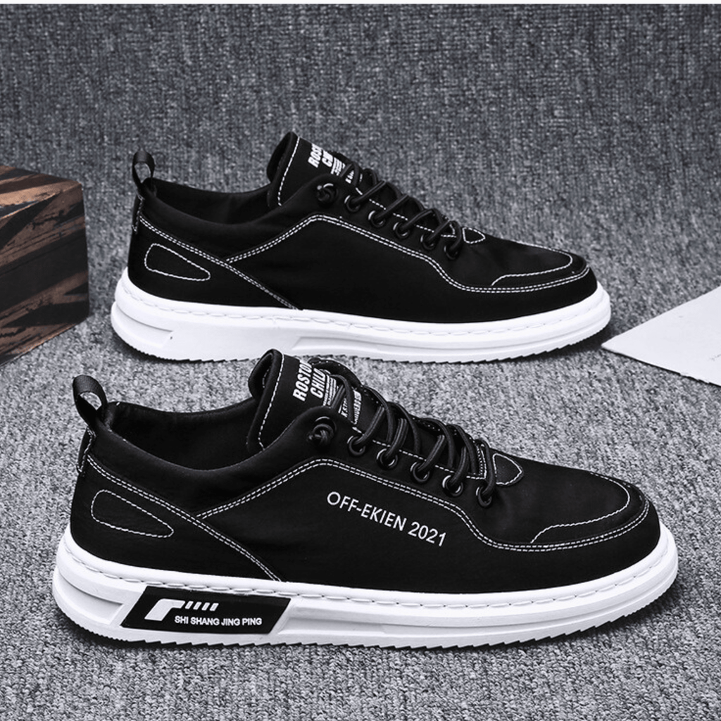 Baskets Aspect Cuir Pour Homme