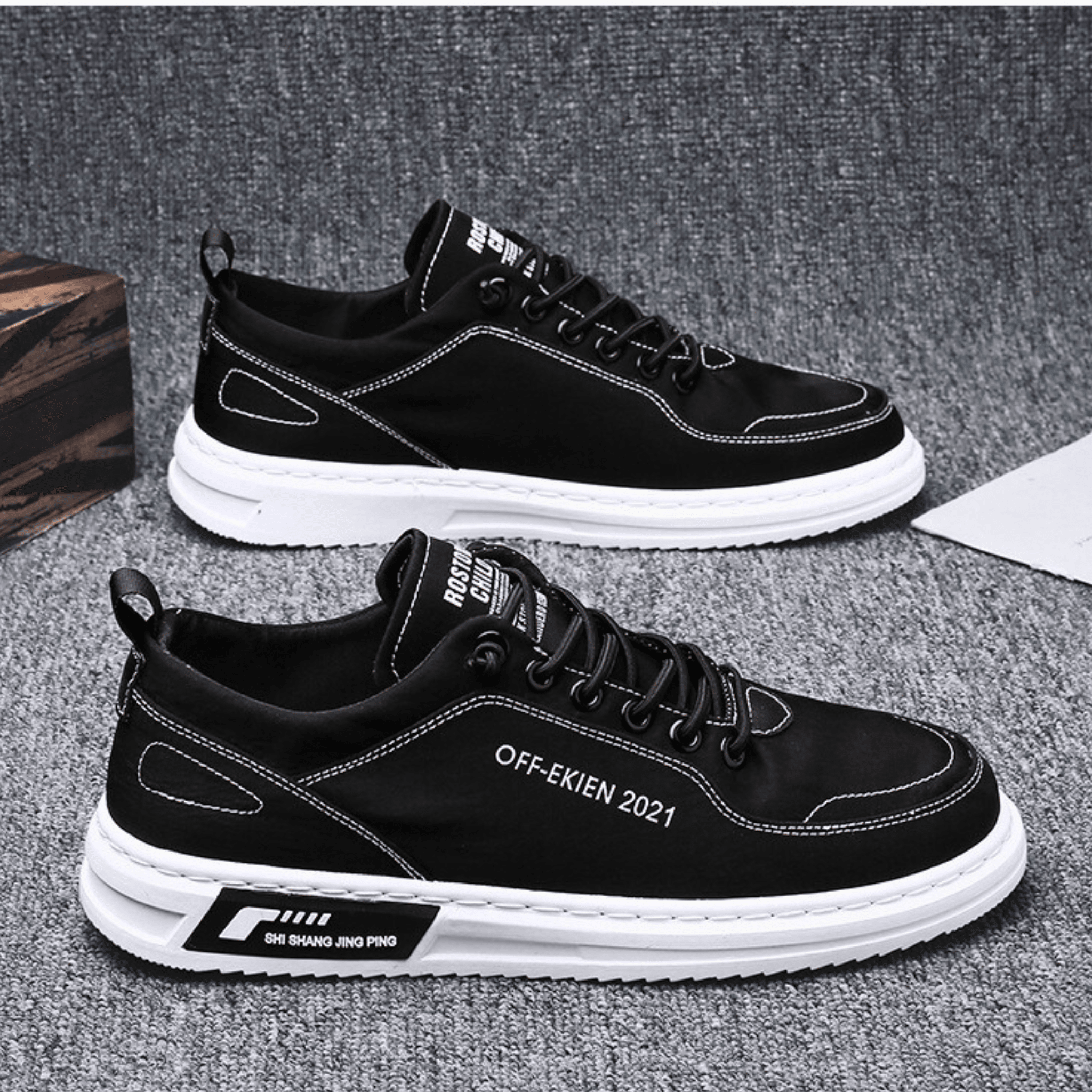 Baskets Aspect Cuir Pour Homme