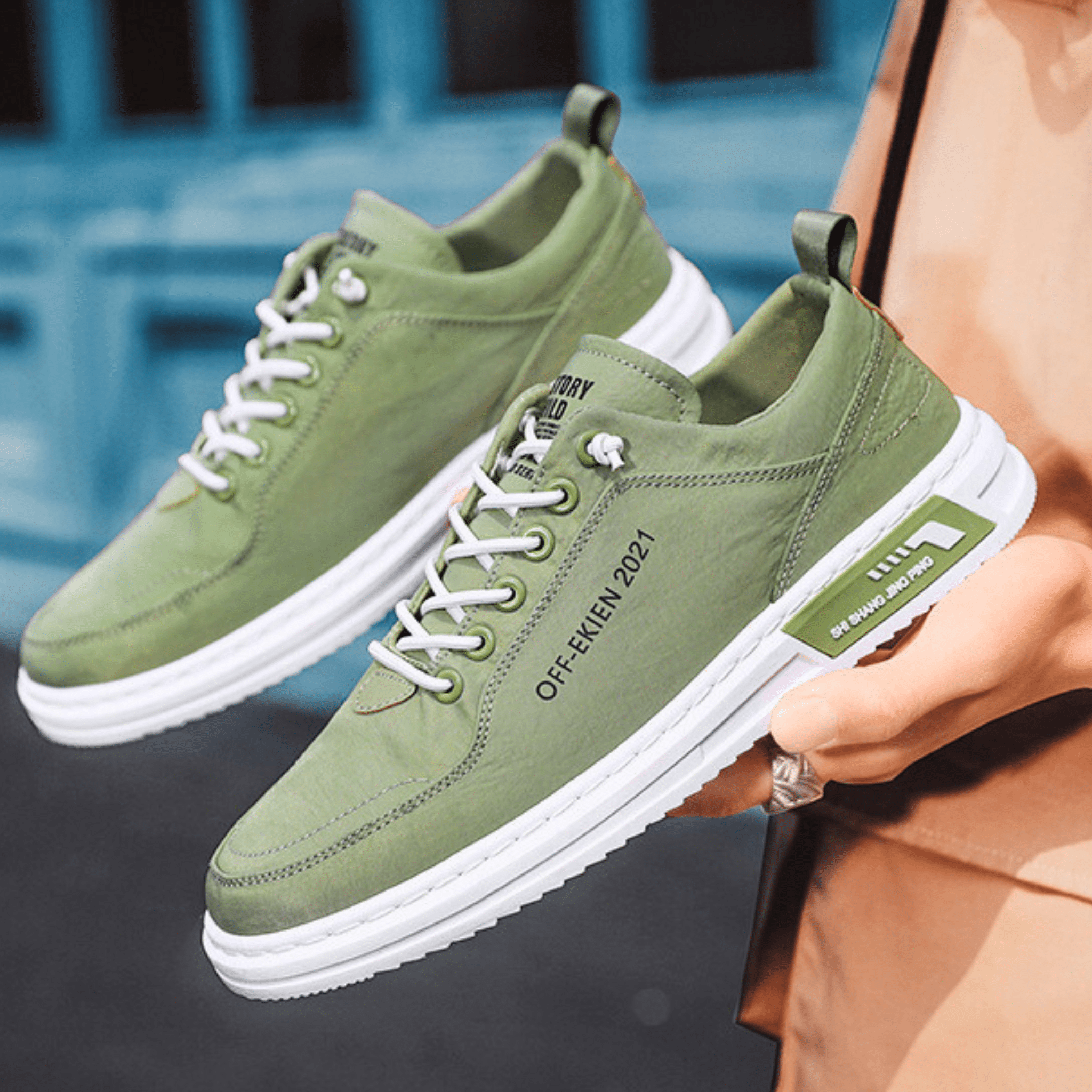 Baskets Aspect Cuir Pour Homme