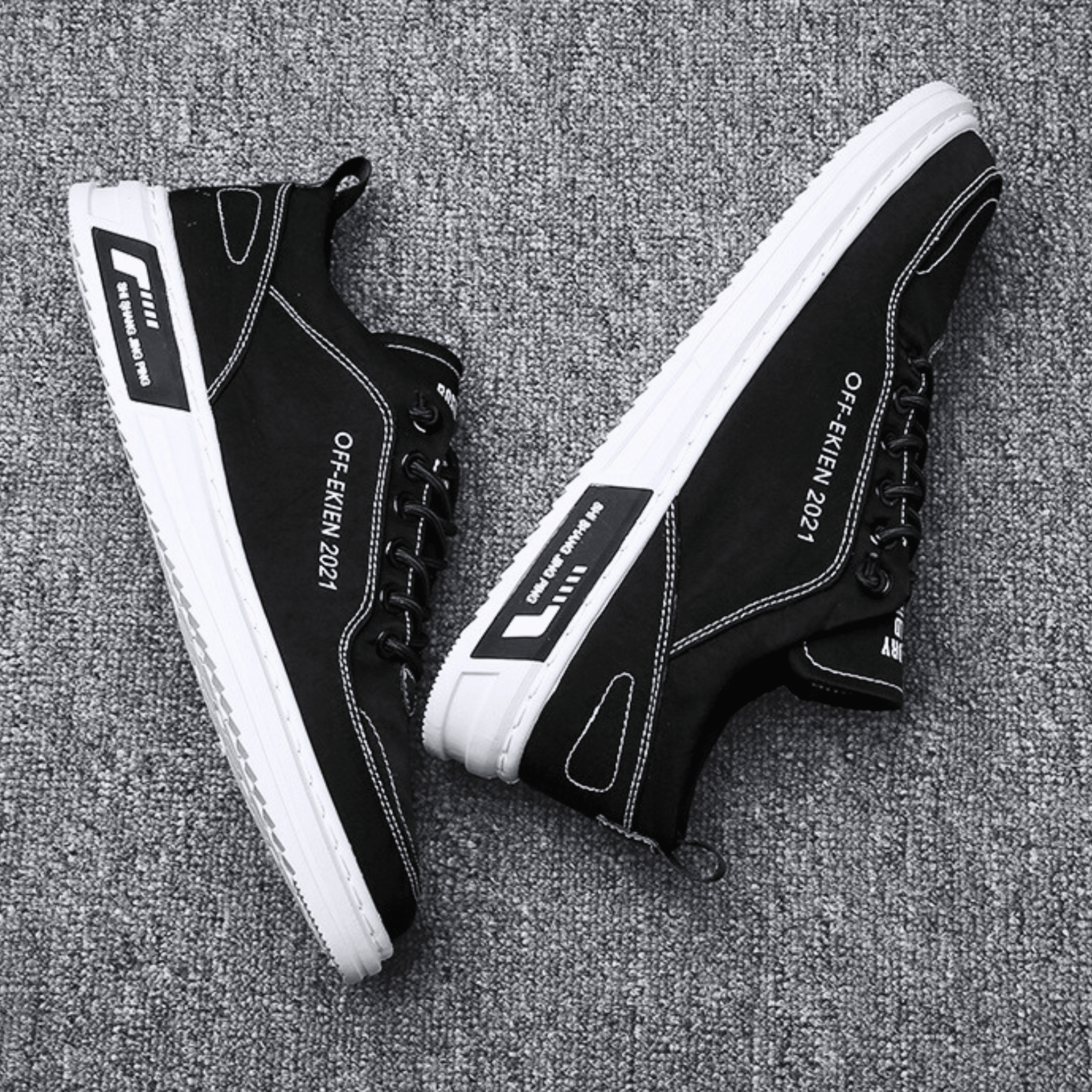 Baskets Aspect Cuir Pour Homme