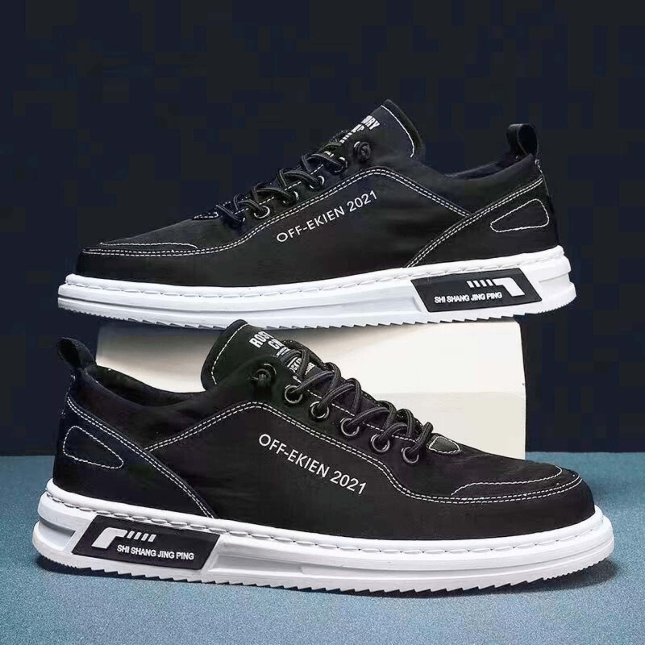 Baskets Aspect Cuir Pour Homme