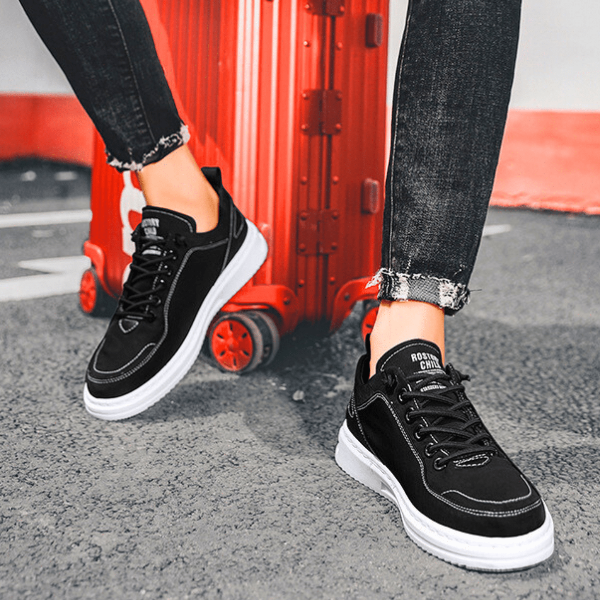 Baskets Aspect Cuir Pour Homme